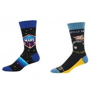 NEW SOCKSMITH men's mars patch & apollo xiii socks - set of 2 pair in multi